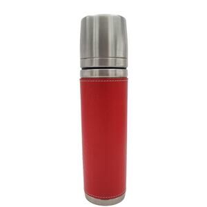 Starbucks Stainless Steel Thermos 2004 Mug Red Leather Floral Sleeve 12oz